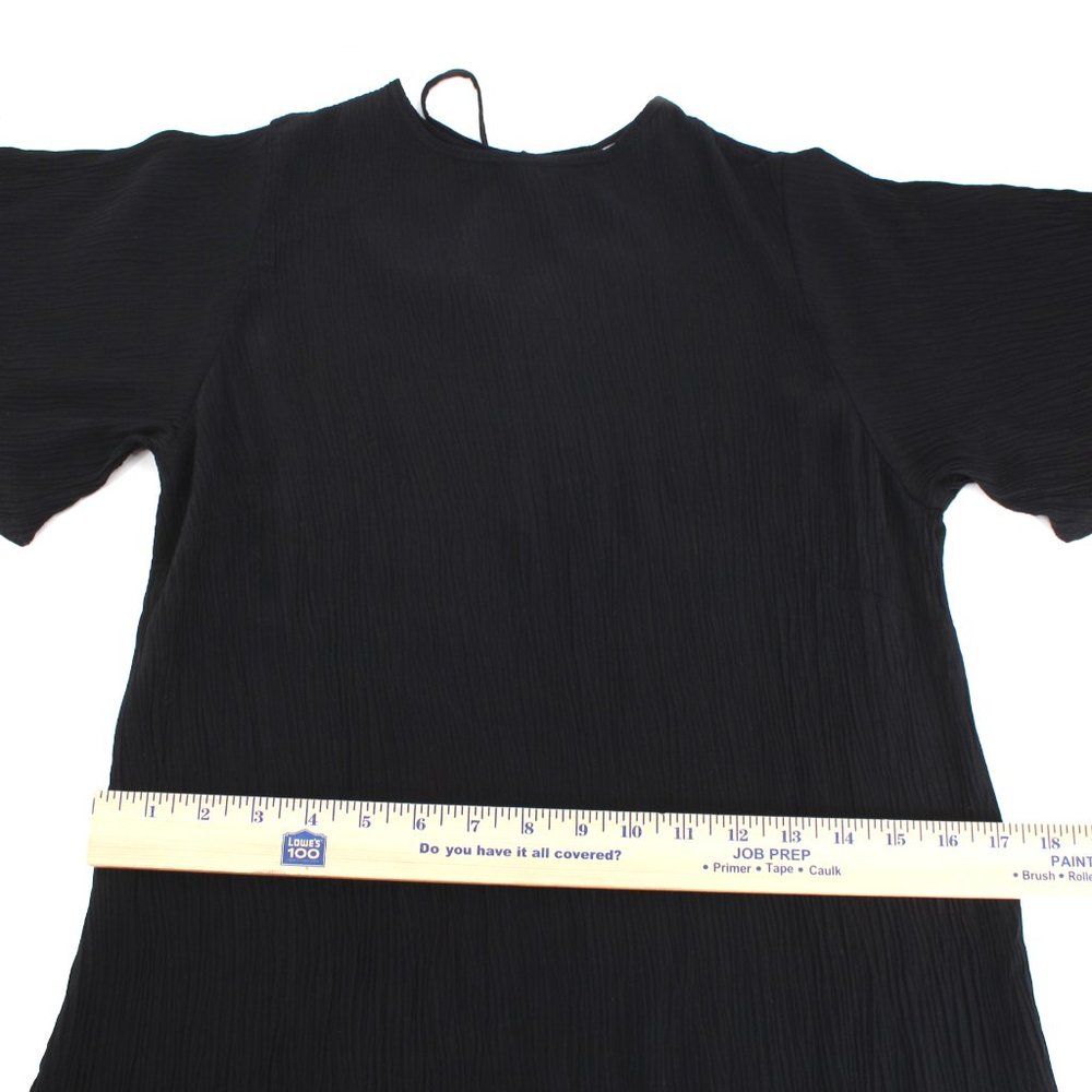 Rue Stiic Crinkle Textured Mini Dress Flutter Sleeve Keyhole Tie Black Small - Picture 11 of 16